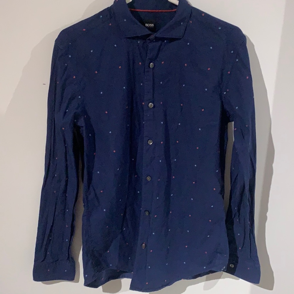 Navy blue Hugo boss button down shirt